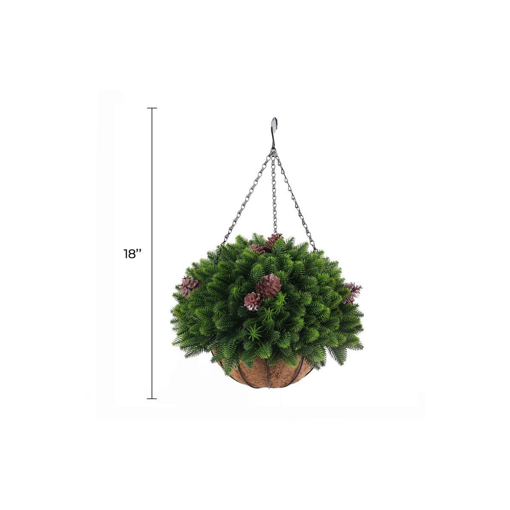 Cedar Pine Cone Artificial Hanging Basket 18in – UV Resistant-1