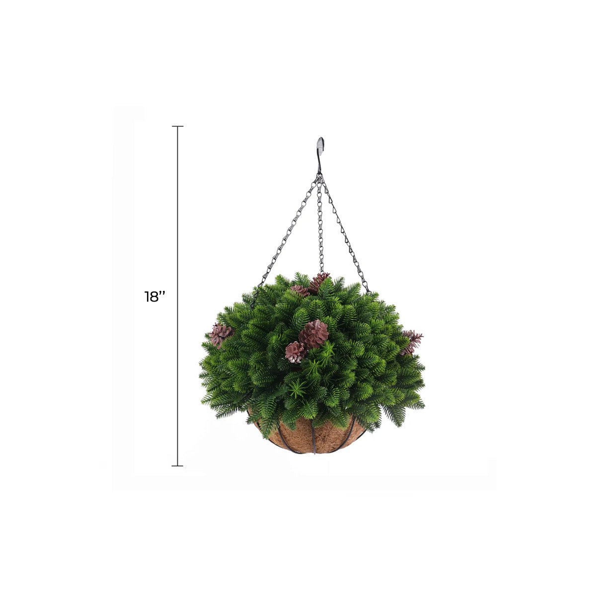 Cedar Pine Cone Artificial Hanging Basket 18in – UV Resistant-1