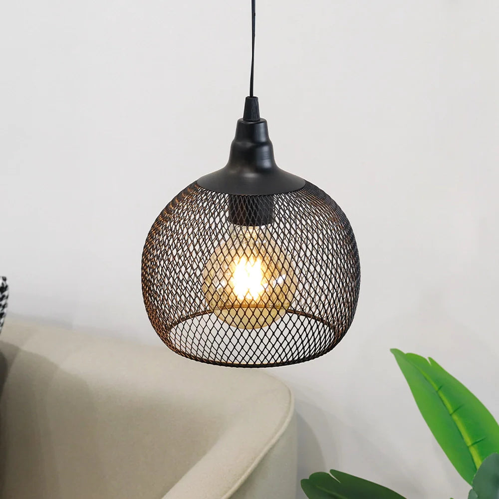 8.5"H Hanging Lamp Black Battery Powered(Round)-0