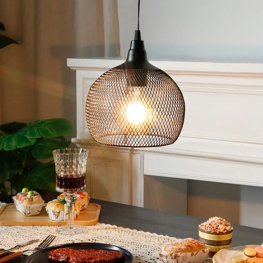 8.5"H Hanging Lamp Black Battery Powered(Round)-1
