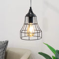 9.5"H Hanging Lamp Black Battery Powered(Geometry)-0
