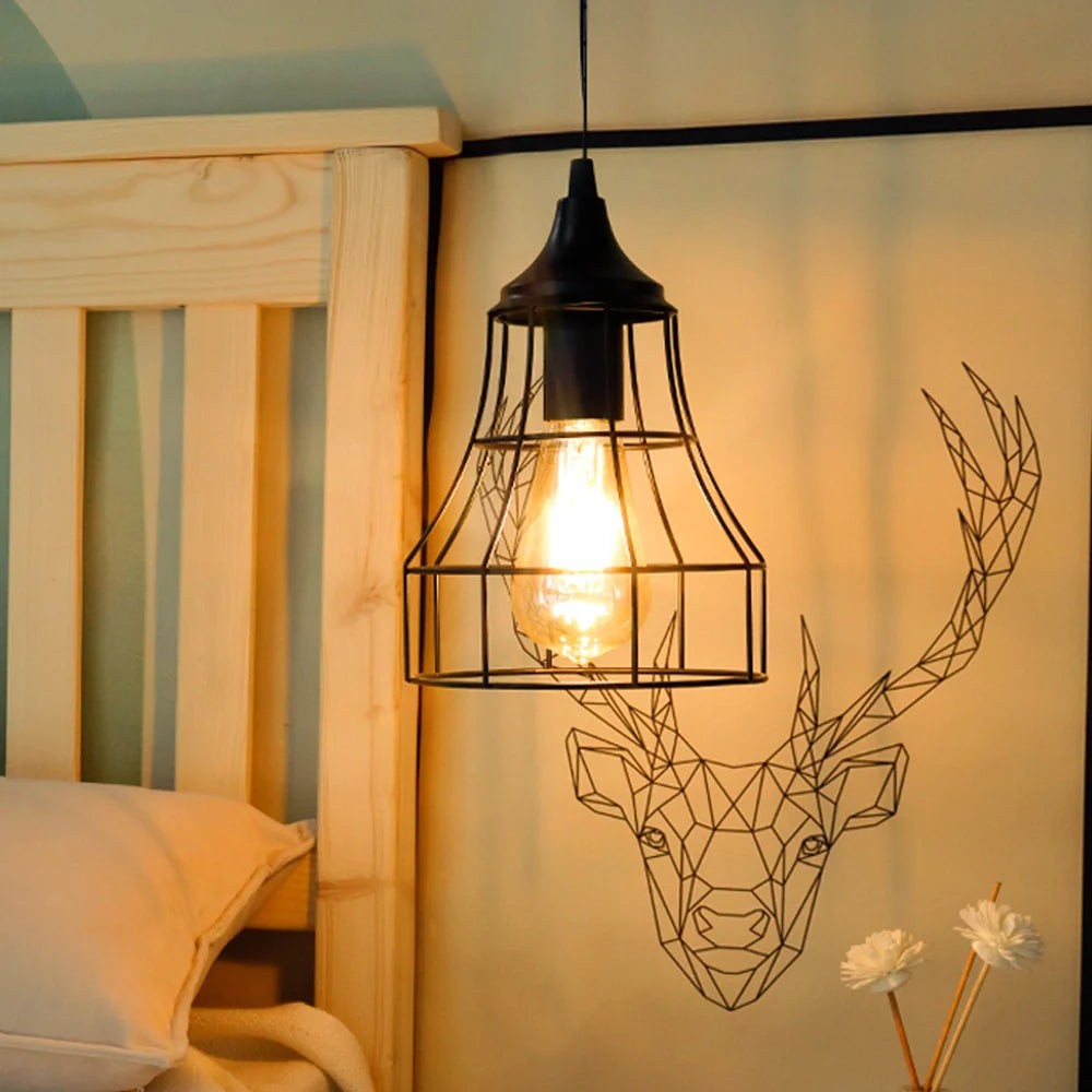 9.5"H Hanging Lamp Black Battery Powered(Geometry)-4