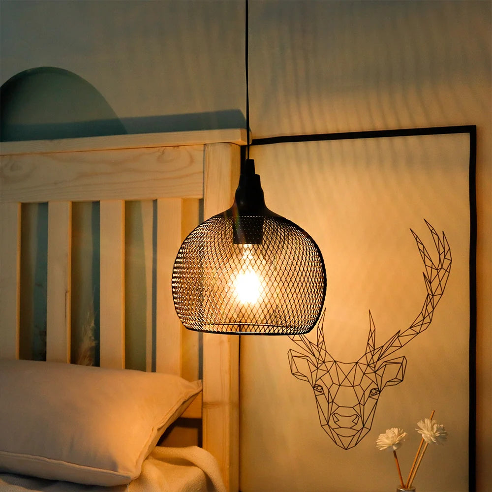 8.5"H Hanging Lamp Black Battery Powered(Round)-3