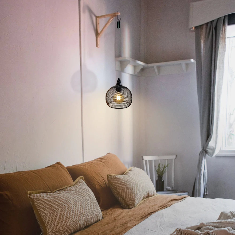 8.5"H Hanging Lamp Black Battery Powered(Round)-4