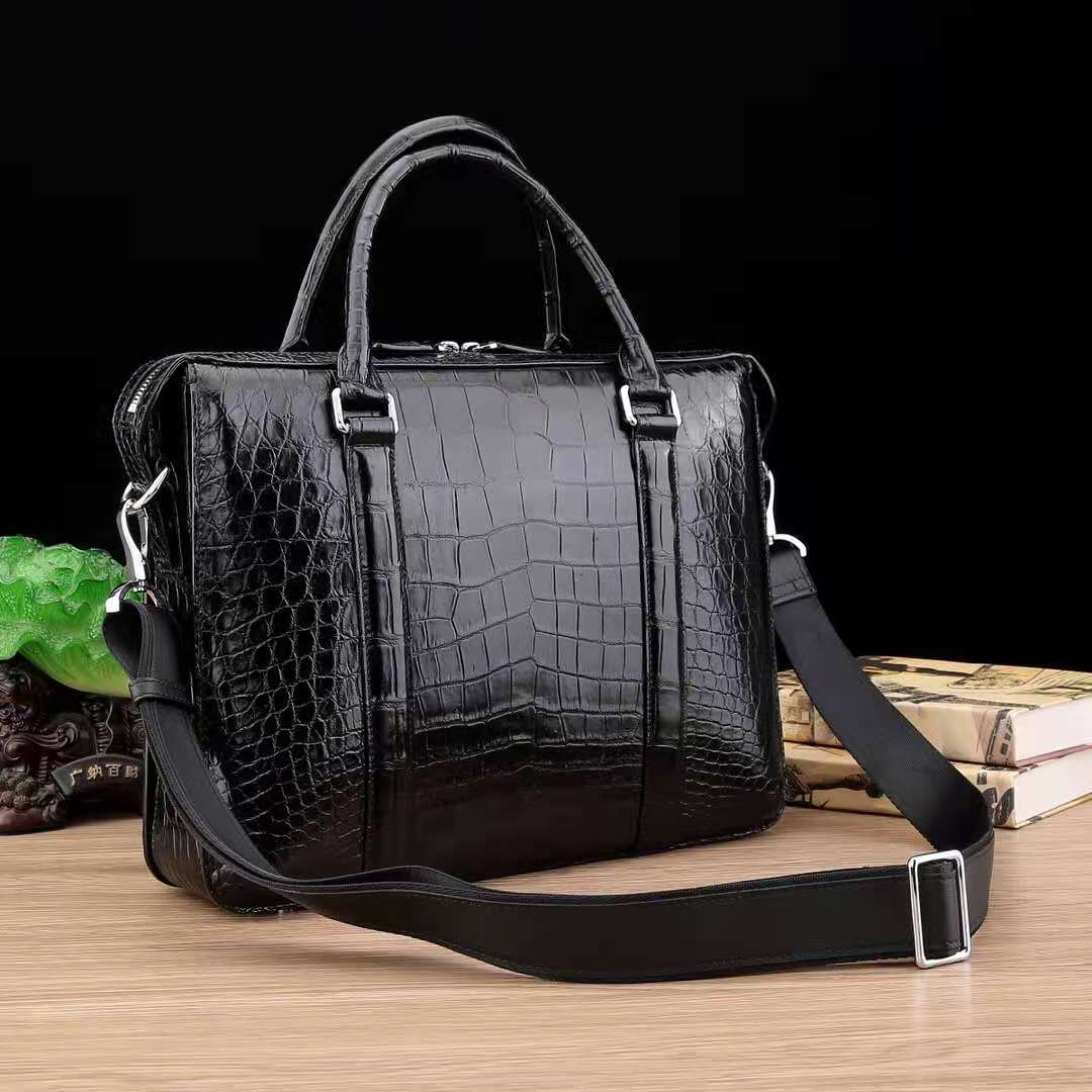 Crocodile belly Briefcase Handmade Business Laptop Bag Men's-1