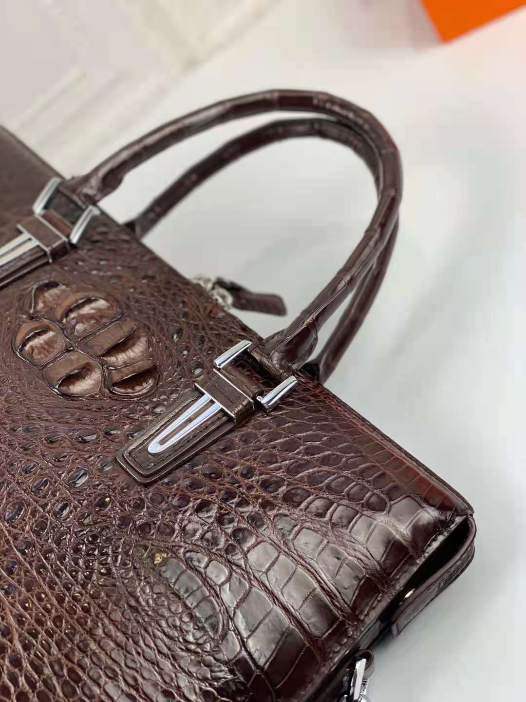 Luxury Crocodile Laptop Messenger Bag Men's-4