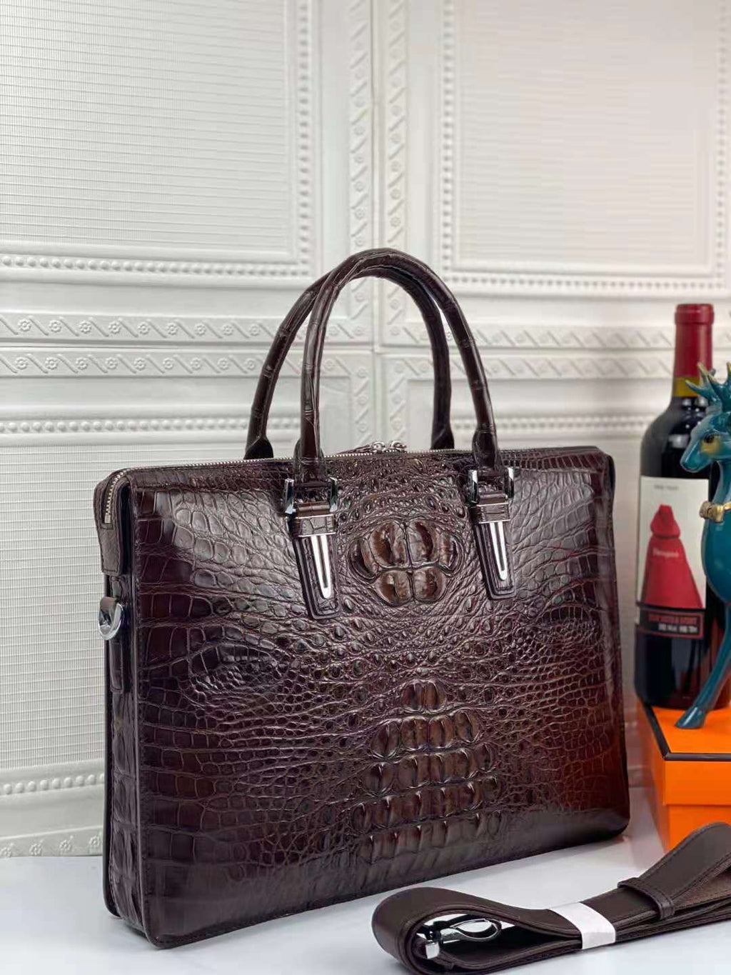 Luxury Crocodile Laptop Messenger Bag Men's-1