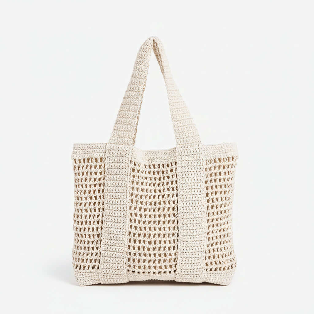 Hollow Cutout Straw beach Bag Casual Large Cotton Thread Woven Bag-0