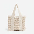 Hollow Cutout Straw beach Bag Casual Large Cotton Thread Woven Bag-0