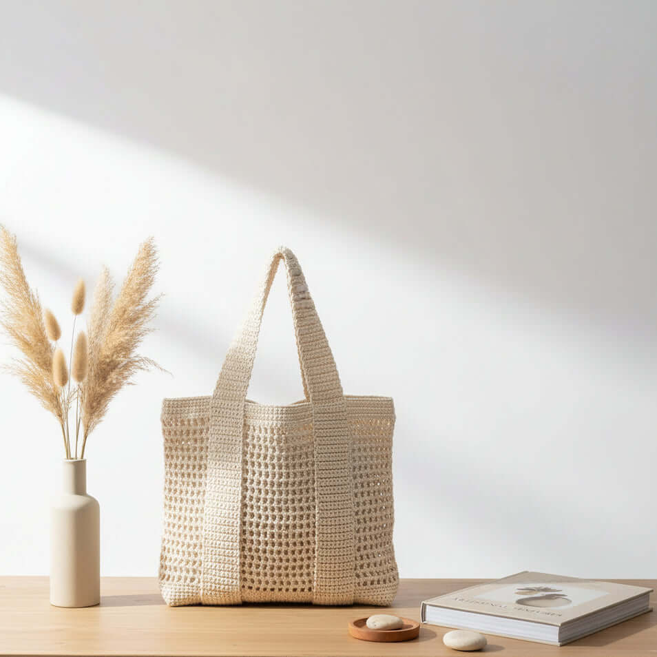 Hollow Cutout Straw beach Bag Casual Large Cotton Thread Woven Bag-1