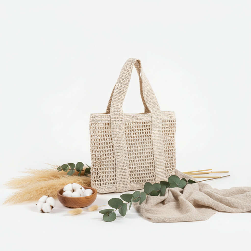 Hollow Cutout Straw beach Bag Casual Large Cotton Thread Woven Bag-2