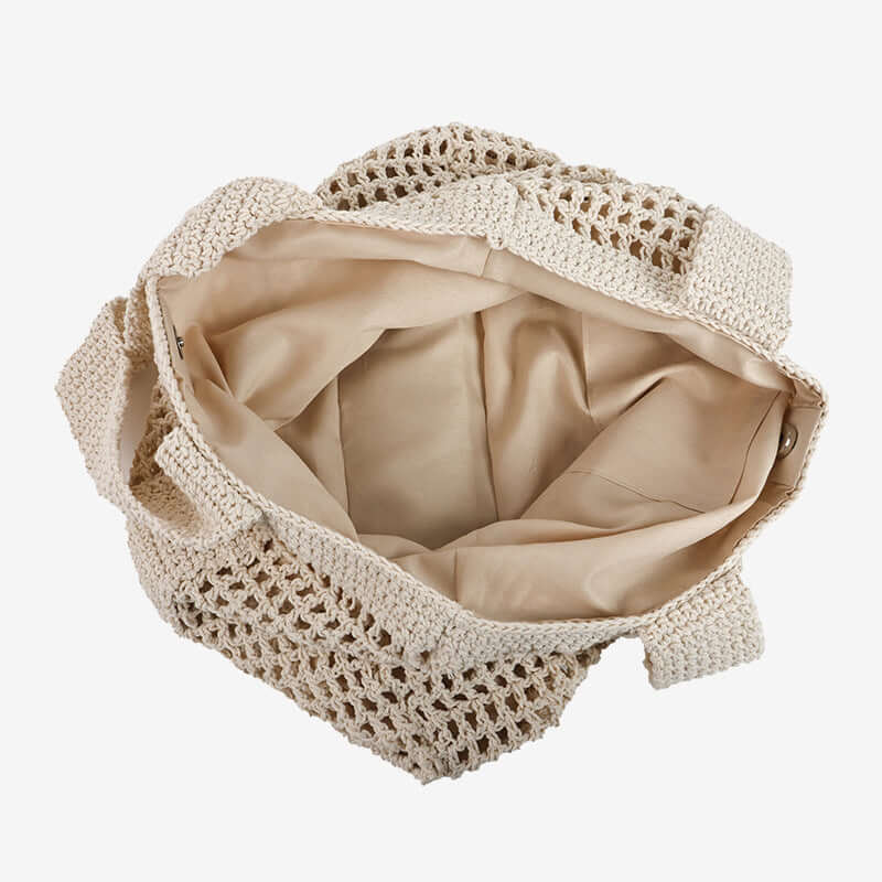 Hollow Cutout Straw beach Bag Casual Large Cotton Thread Woven Bag-3