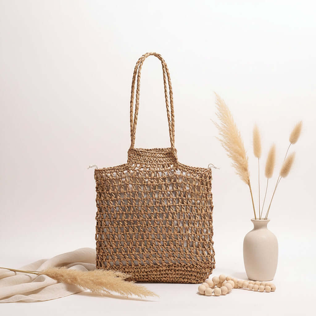 Hollow out straw beach bag Vacation Beach Bag Shoulder Bag-3
