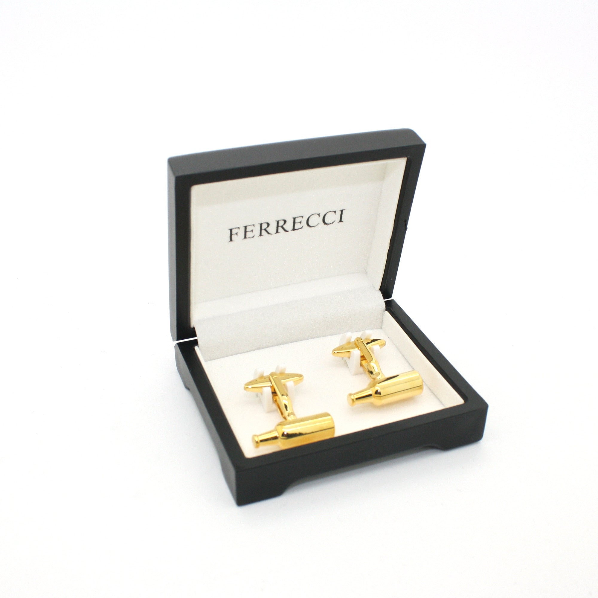 Goldtone Bottle Cuff Links With Jewelry Box-1