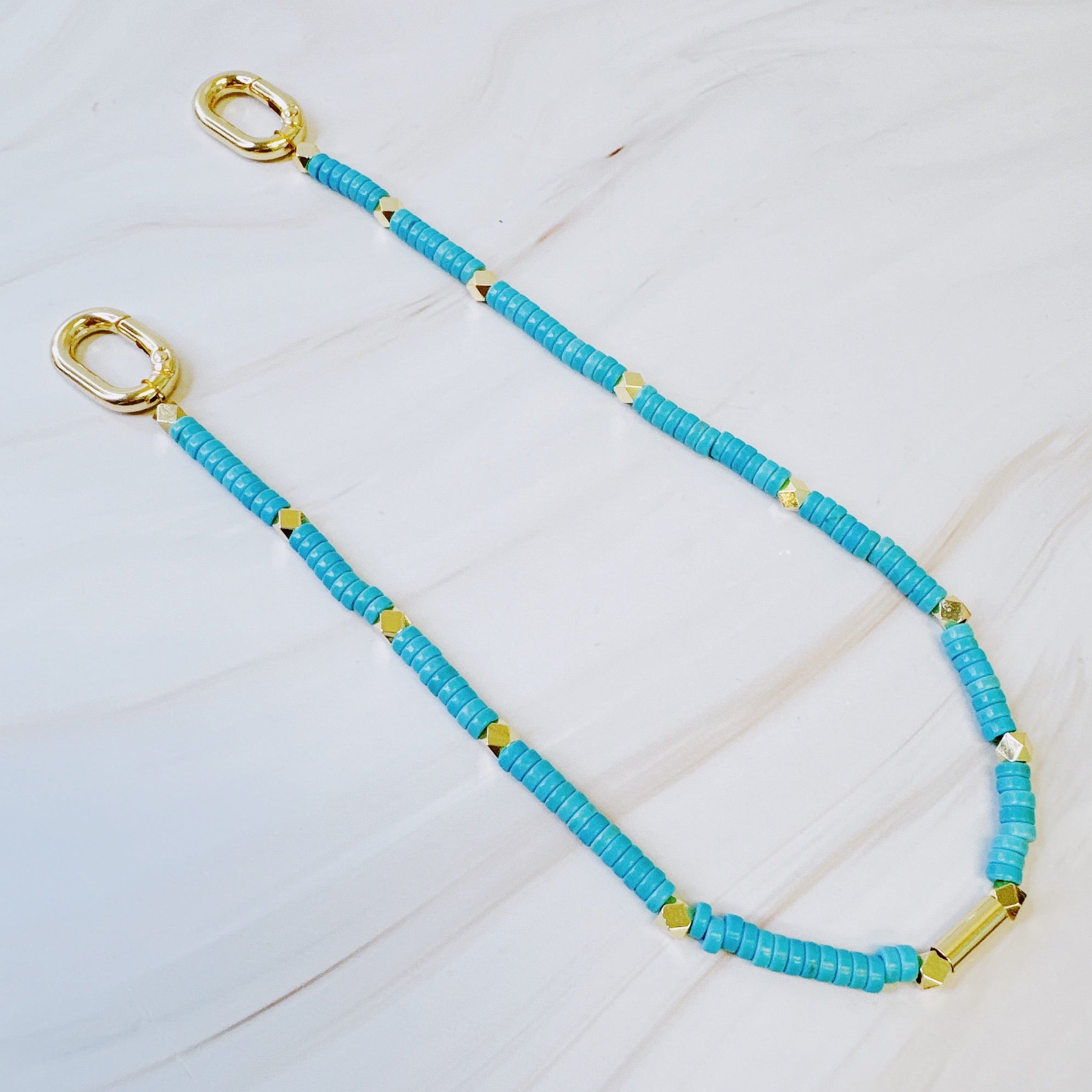 Turquoise Golden Edge Bag Charm-1