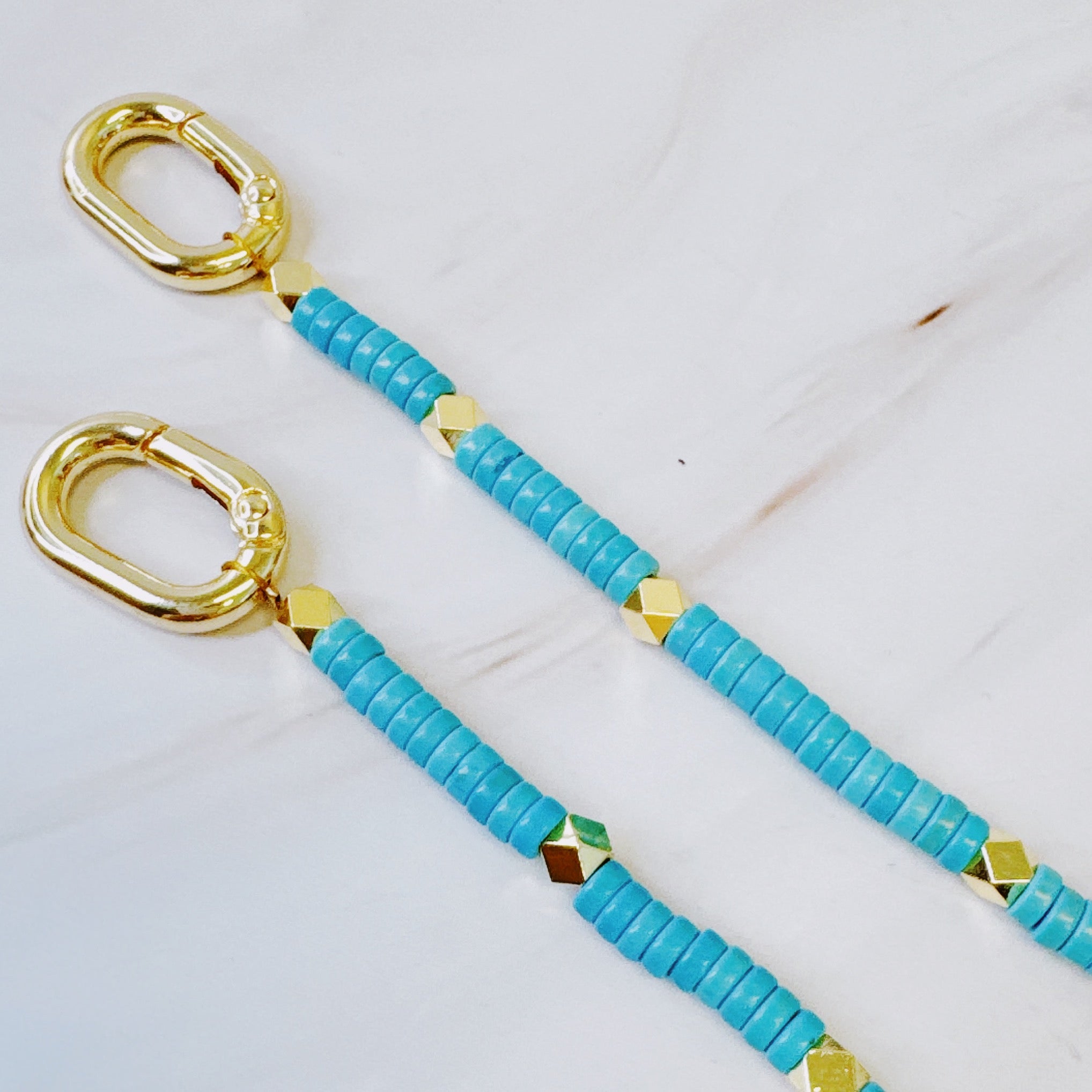 Turquoise Golden Edge Bag Charm-2