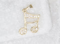 18K Gold Filled CZ Stone Double Bar Note Pendant, Music Note, Music Symbol, Jewelry Making Music Note Charm-0
