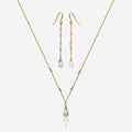 Moonstone Pearl Earrings & Necklace Set - 14K Gold Jewelry Gift-0