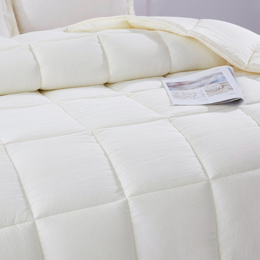 King Size Off White 3 Piece Microfiber Reversible Comforter Set-0