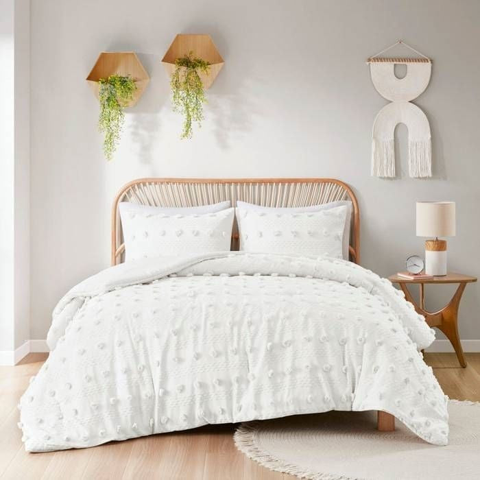 Full/Queen 3-Piece Ivory Pompom Microfiber Comforter Set-2