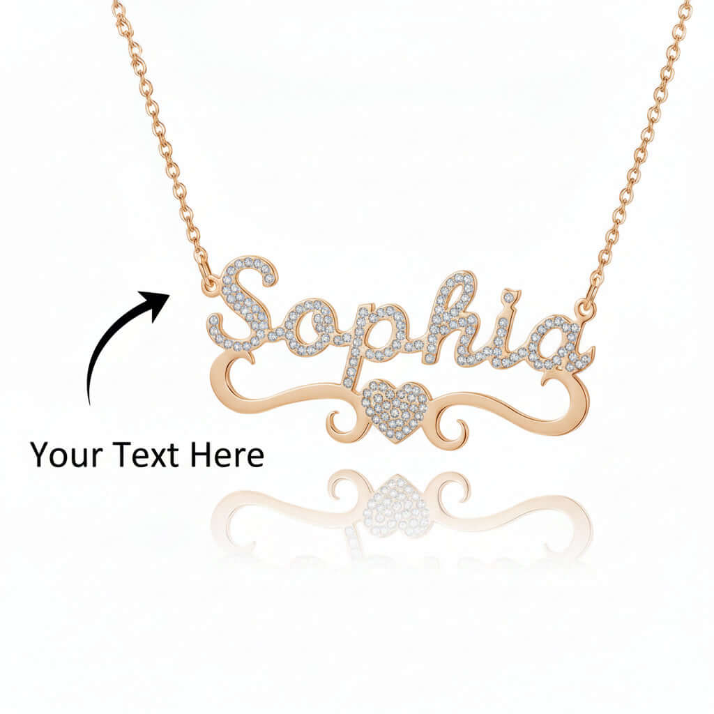 Iced Out Custom Name Necklace with Butterfly – Personalized Heart Jewelry-0
