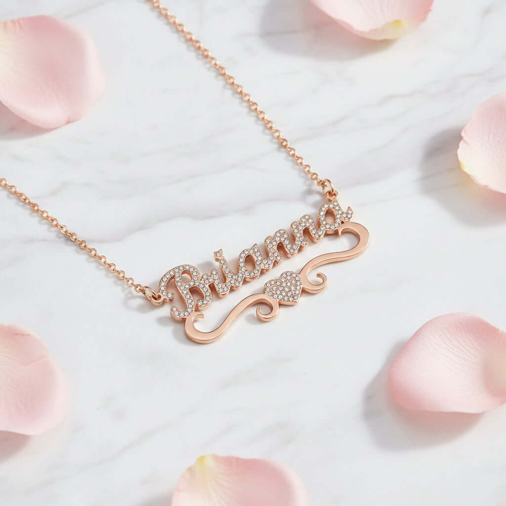 Iced Out Custom Name Necklace with Butterfly – Personalized Heart Jewelry-3