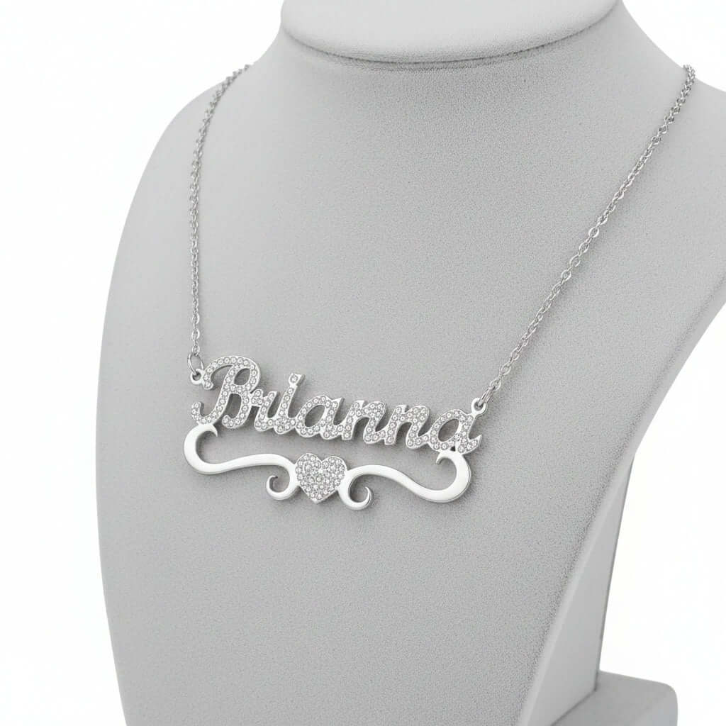Iced Out Custom Name Necklace with Butterfly – Personalized Heart Jewelry-4