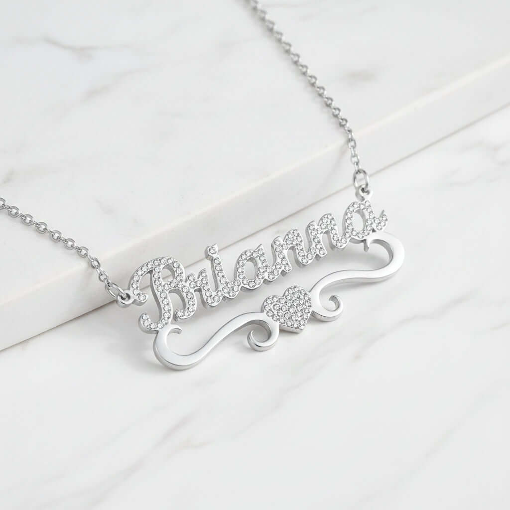 Iced Out Custom Name Necklace with Butterfly – Personalized Heart Jewelry-5