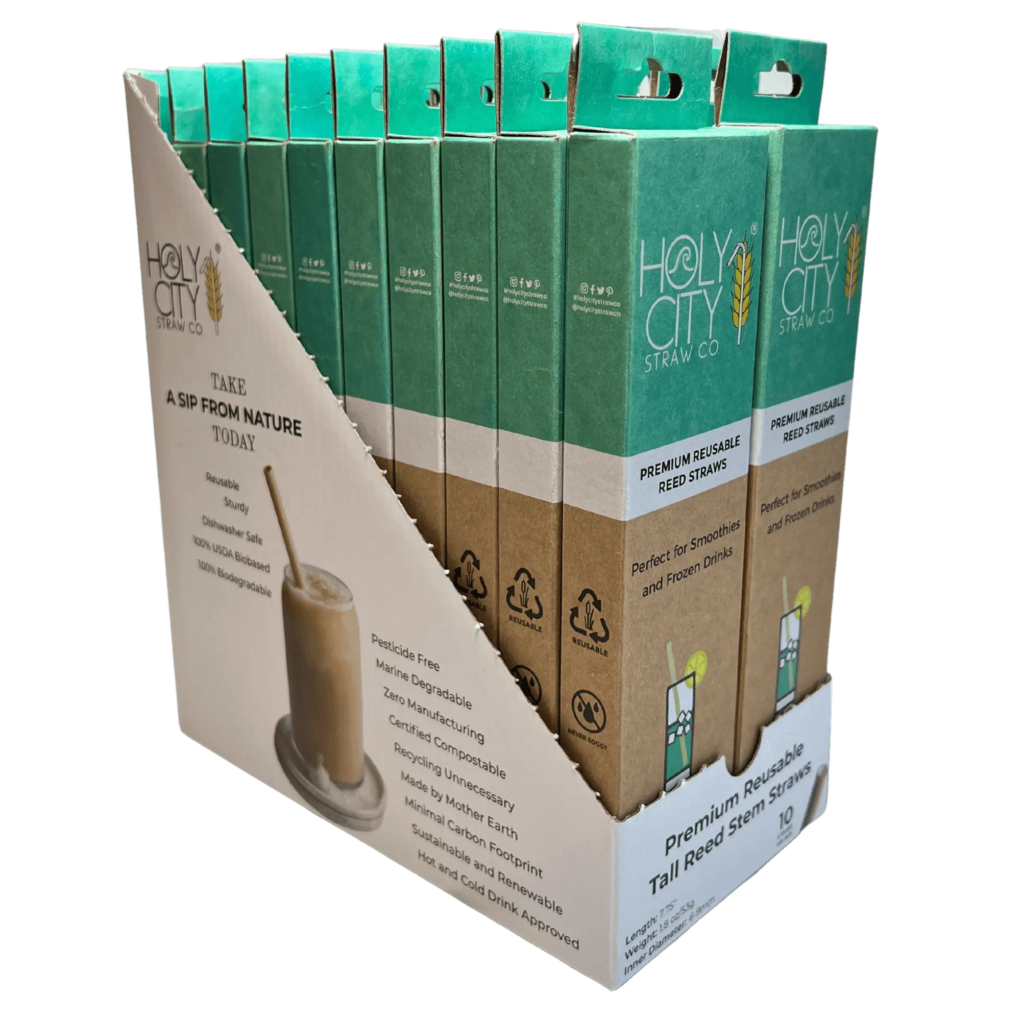 7.9" Jumbo Reed Stem Drinking Straws | Case of 6 Inner packs | 20 x 10ct. Boxes-3