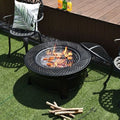 Outdoor Fire Pit with BBQ Grill and High-temp Resistance Finish-0