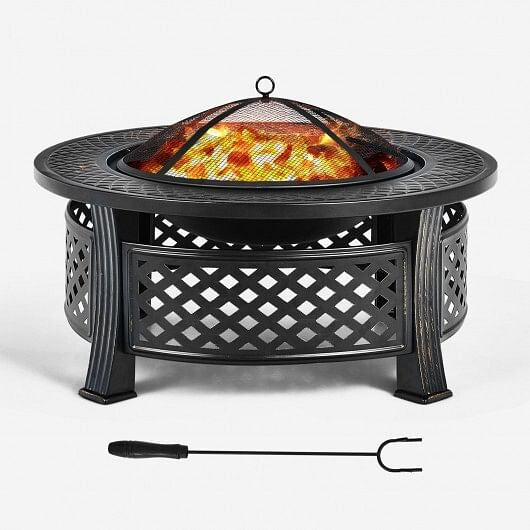 Outdoor Fire Pit with BBQ Grill and High-temp Resistance Finish-5