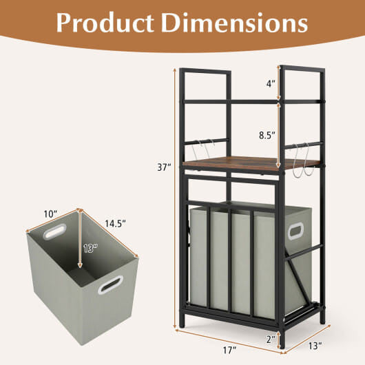 2-Tier Laundry Hamper with Tilt-out Basket-Black-0