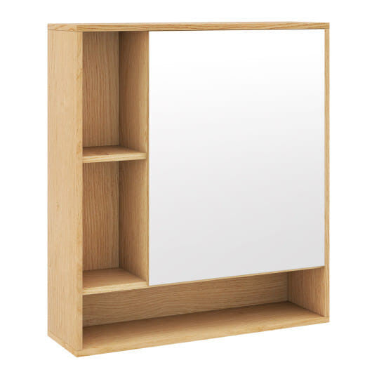 Wall Mounted  Bathroom Cabinet with Mirror Single Door-White-6