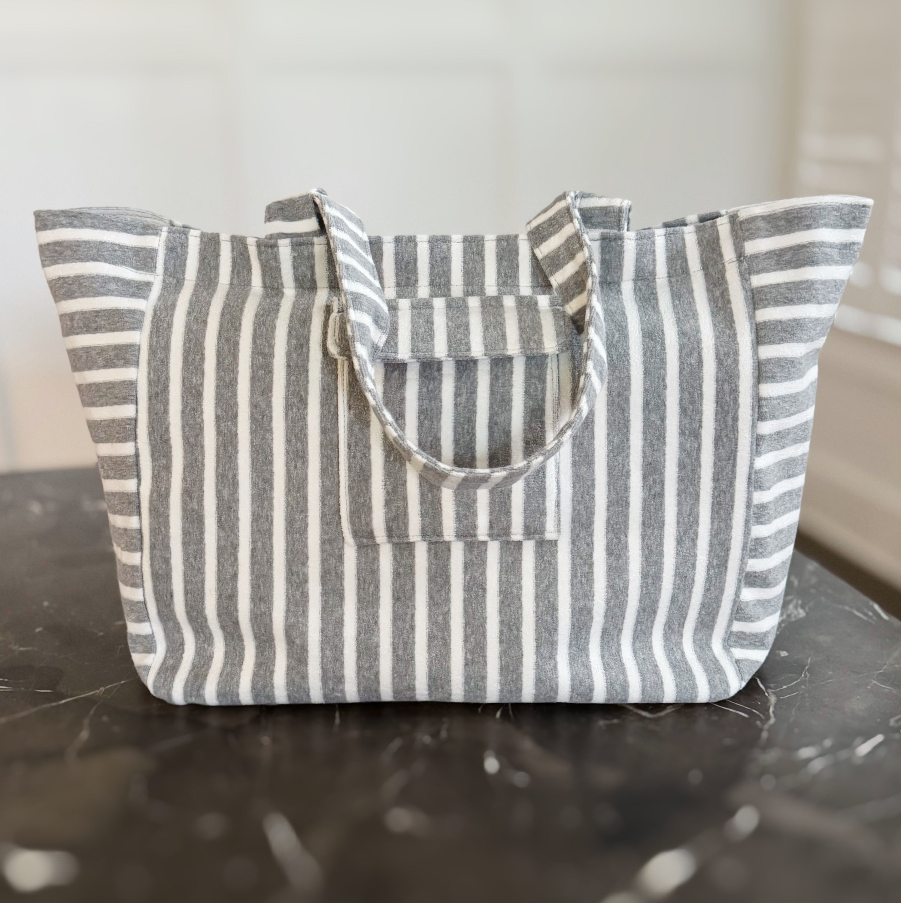 Jumbo Terry Cloth Carryall Striped Beach Bag
