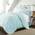 King size Microfiber 6-Piece Reversible Bed-in-a-Bag Comforter Set in Aqua Blue-0