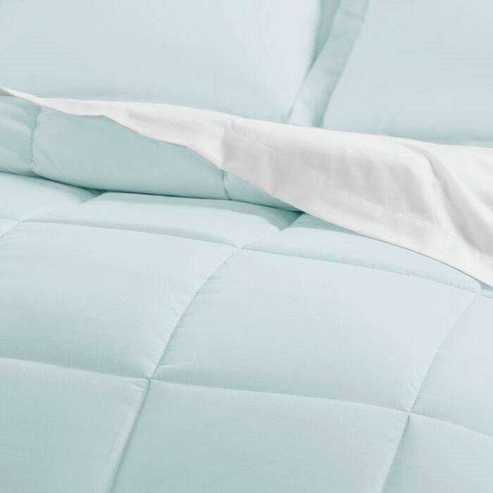 King size Microfiber 6-Piece Reversible Bed-in-a-Bag Comforter Set in Aqua Blue-1