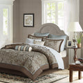 King 12 Piece Cotton Polyester Comforter Set Blue Paisley-0