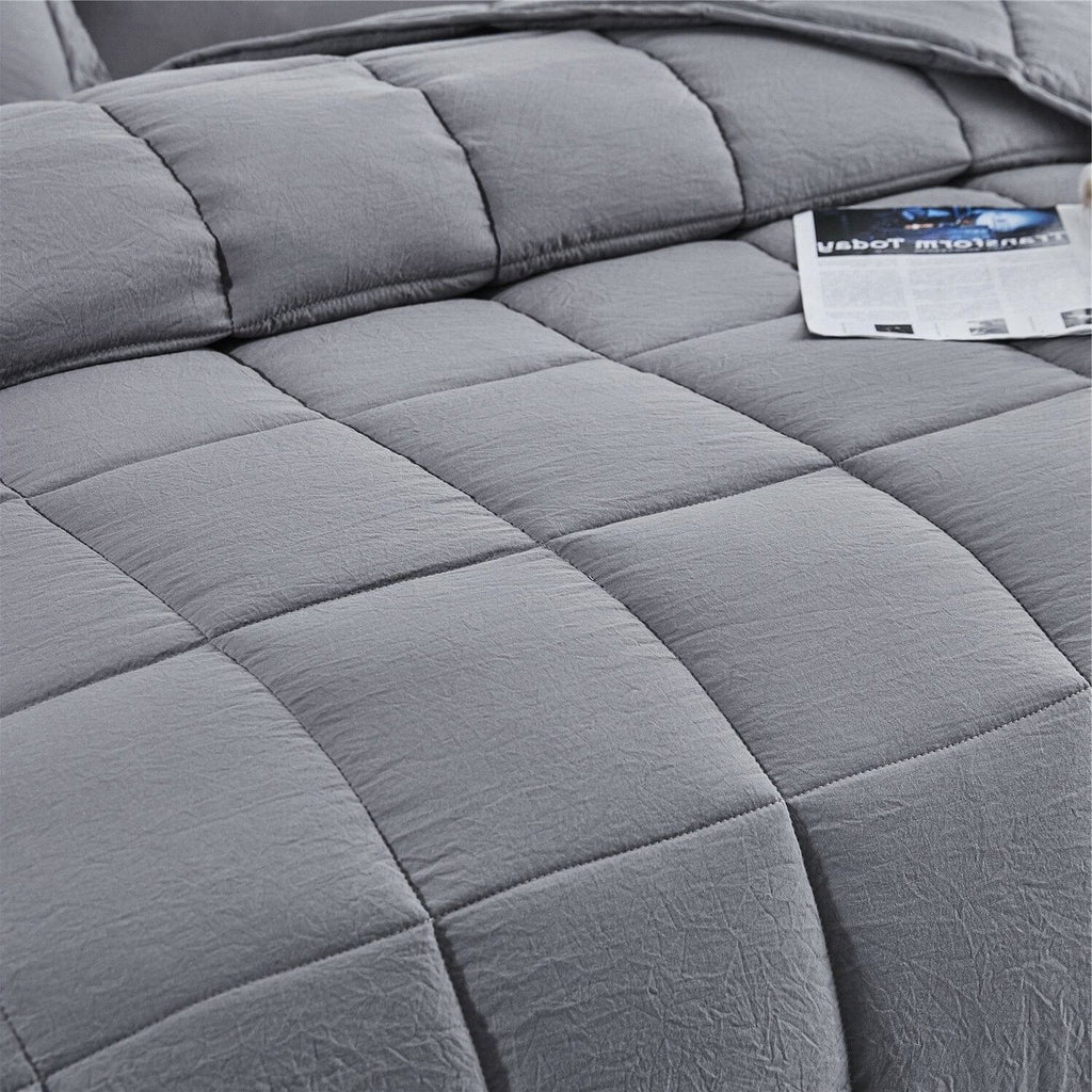 King Size Grey 3 Piece Microfiber Reversible Comforter Set-1