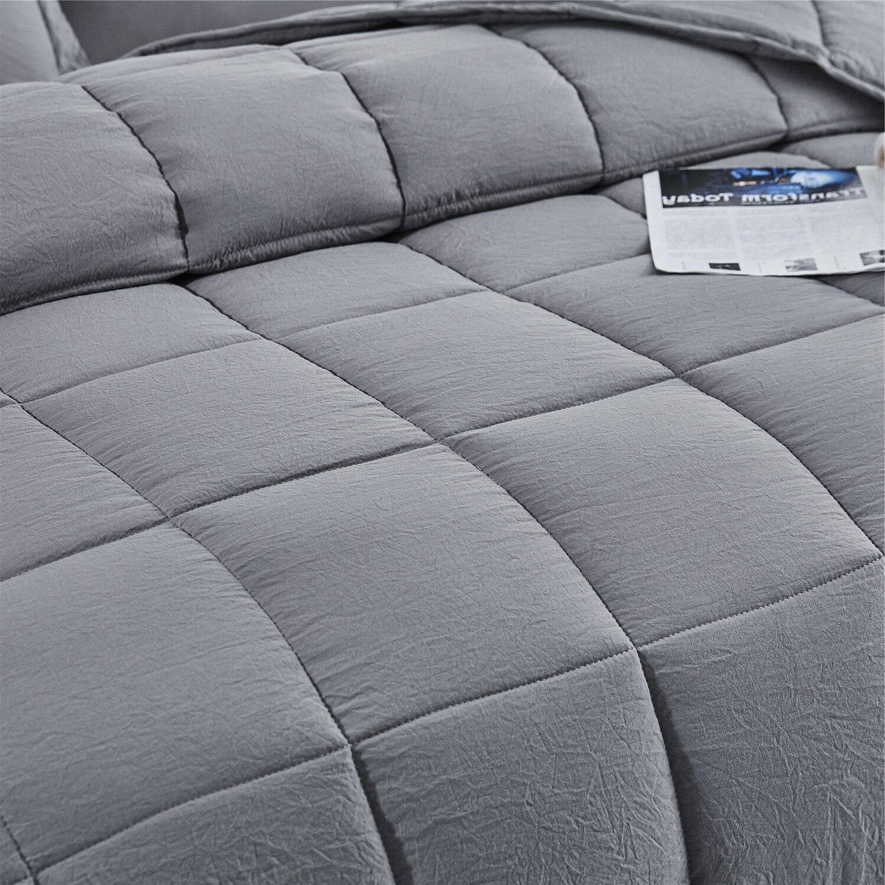 King Size Grey 3 Piece Microfiber Reversible Comforter Set-1