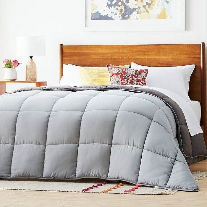 King Size All Seasons Plush Light/Dark Grey Reversible Polyester Down Alternative Comforter-2