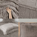 King/CAL King Grey Soft Sherpa Faux Fur 3-Piece Comforter Set with Pillow Shams-0