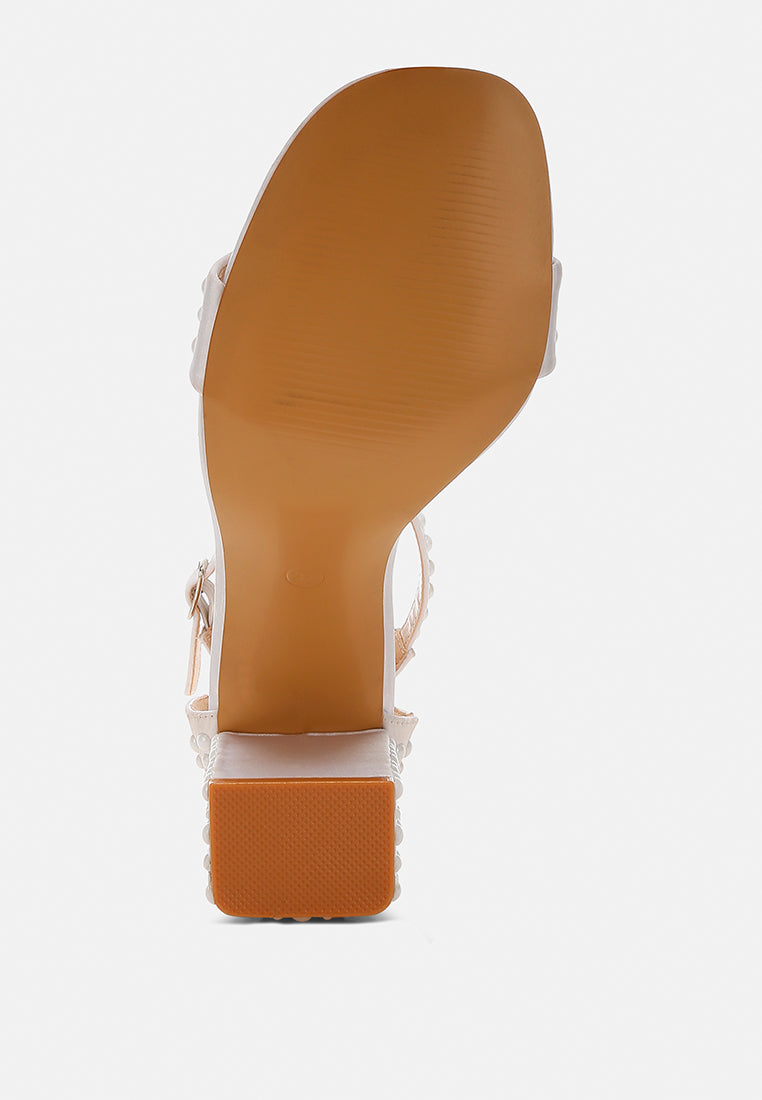 Klebba Pearls Embellished Satin Sandals-4
