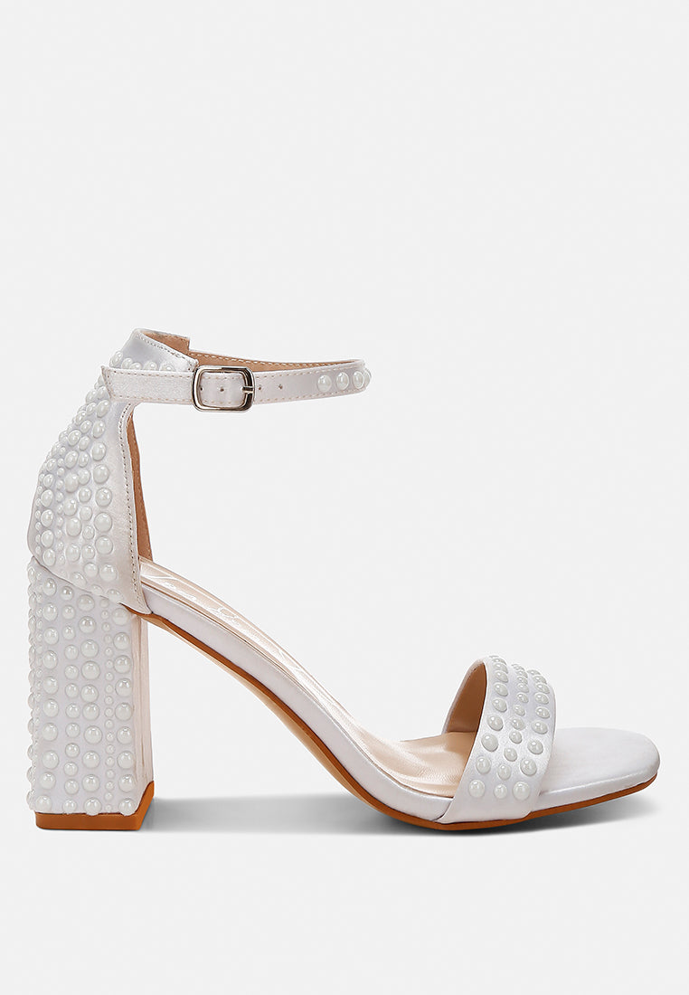 Klebba Pearls Embellished Satin Sandals-0