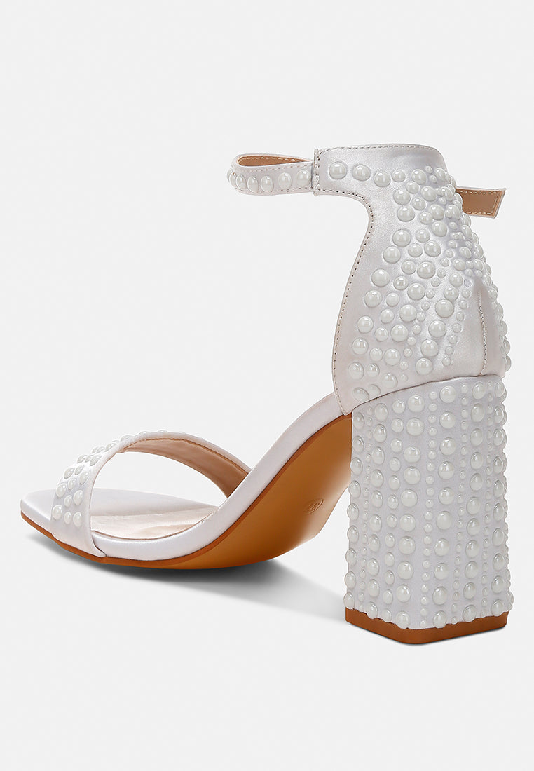 Klebba Pearls Embellished Satin Sandals-2