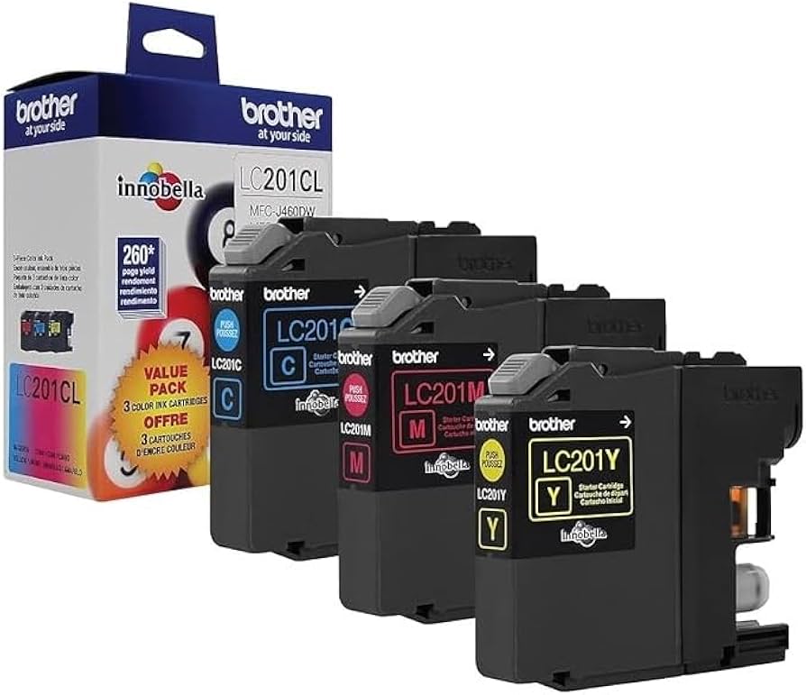 Original Brother LC201 Standard Yield Tri-Colour Ink Cartridge-3-Pack-0