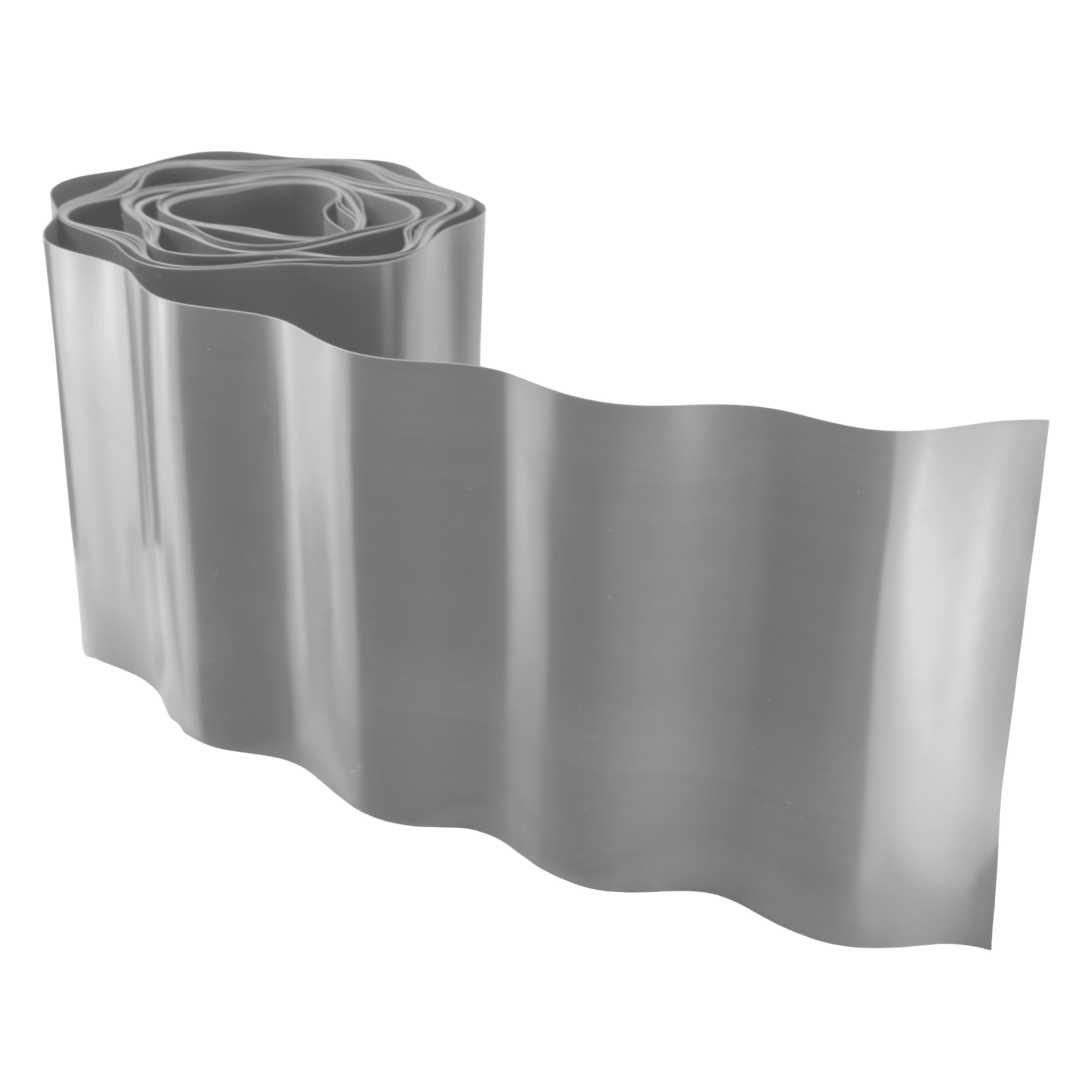 Light Grey Crinkled Flexible Lawn Edging, 15cm Height