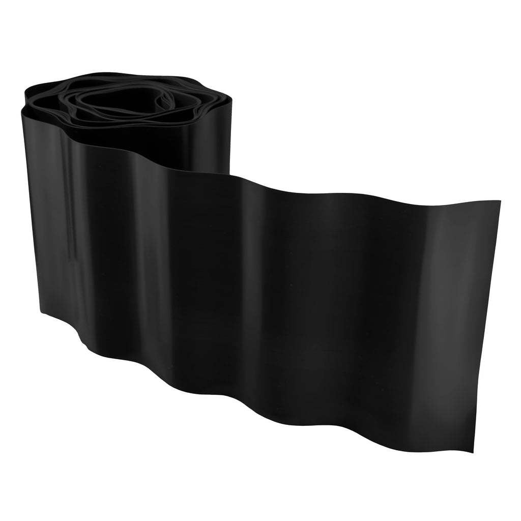 Black Crinkled Flexible Lawn Edging, 25cm Height
