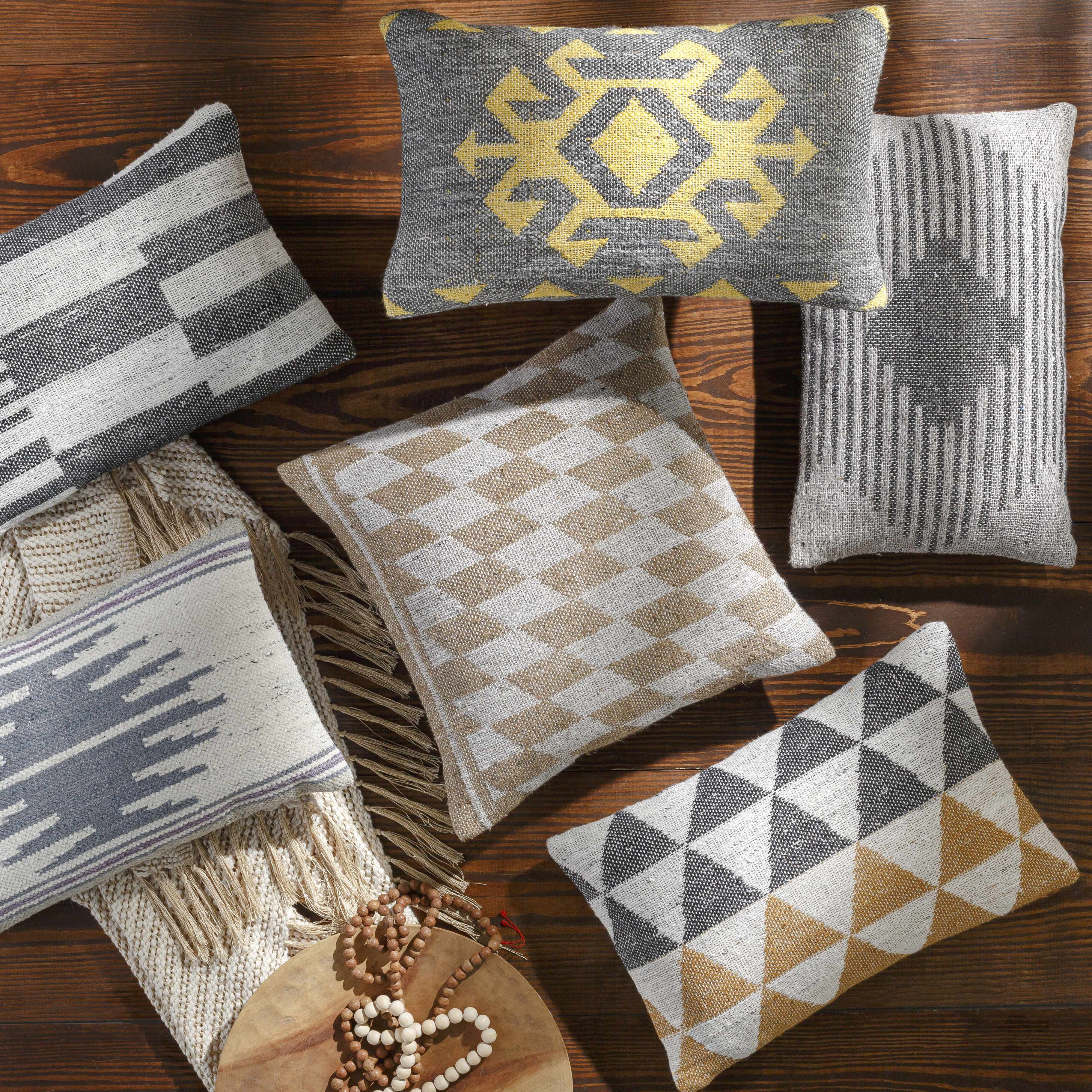 Koronadal Yellow&Grey Geometric Throw Pillow - Clearance-3