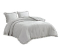 Full Size Grey Stone Washed Ruffled Edge Microfiber Comforter Set-0