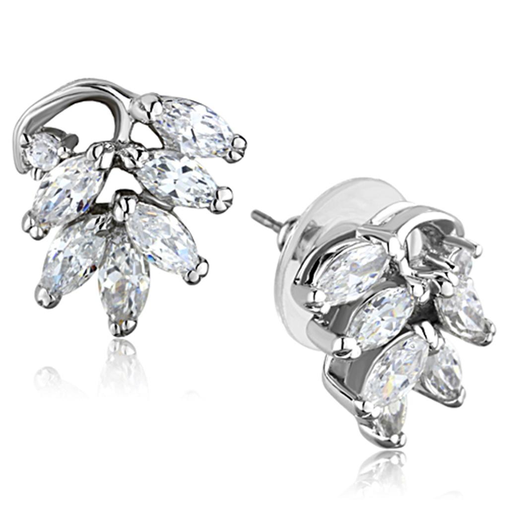 LO3291 - Rhodium Brass Jewelry Sets with AAA Grade CZ  in Clear-4